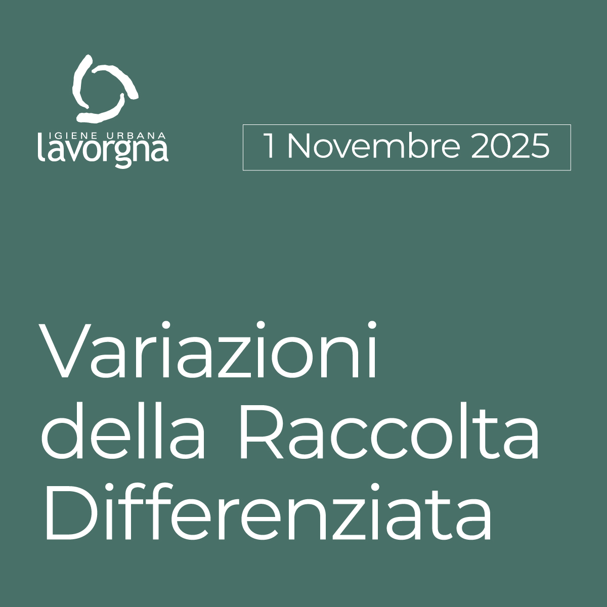 Variazioni della raccolta differenziata per la festività di Ognissanti – 1° novembre 2025